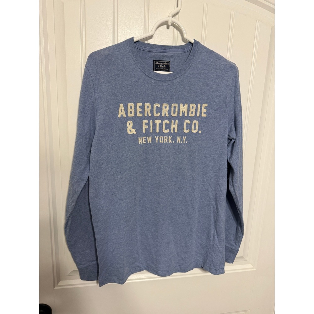 Abercrombie & Fitch Graphic Tee Mens Small Blue Long Sleeve Crewneck EUC